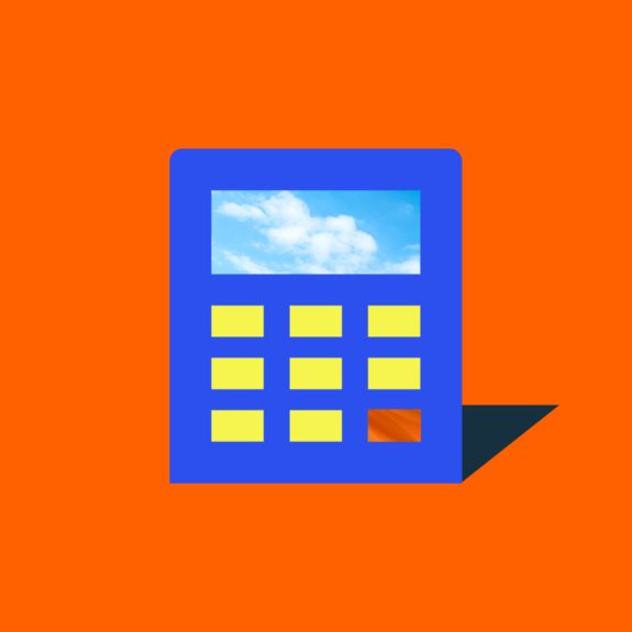 Illustration d'une calculatrice sur fond orange