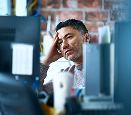 Tired employee at the office